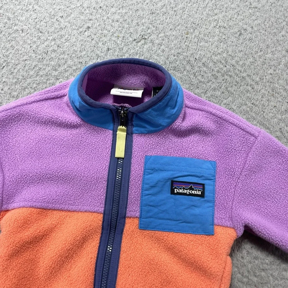 Patagonia Jacket Girls 3-6 Months Multicolor Fleece Full Zip Pocket Colorblock